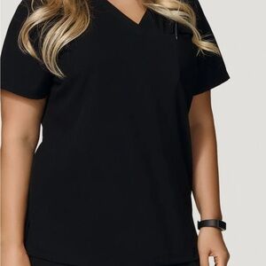 Mandala Black V-Neck Women's Scrub Top